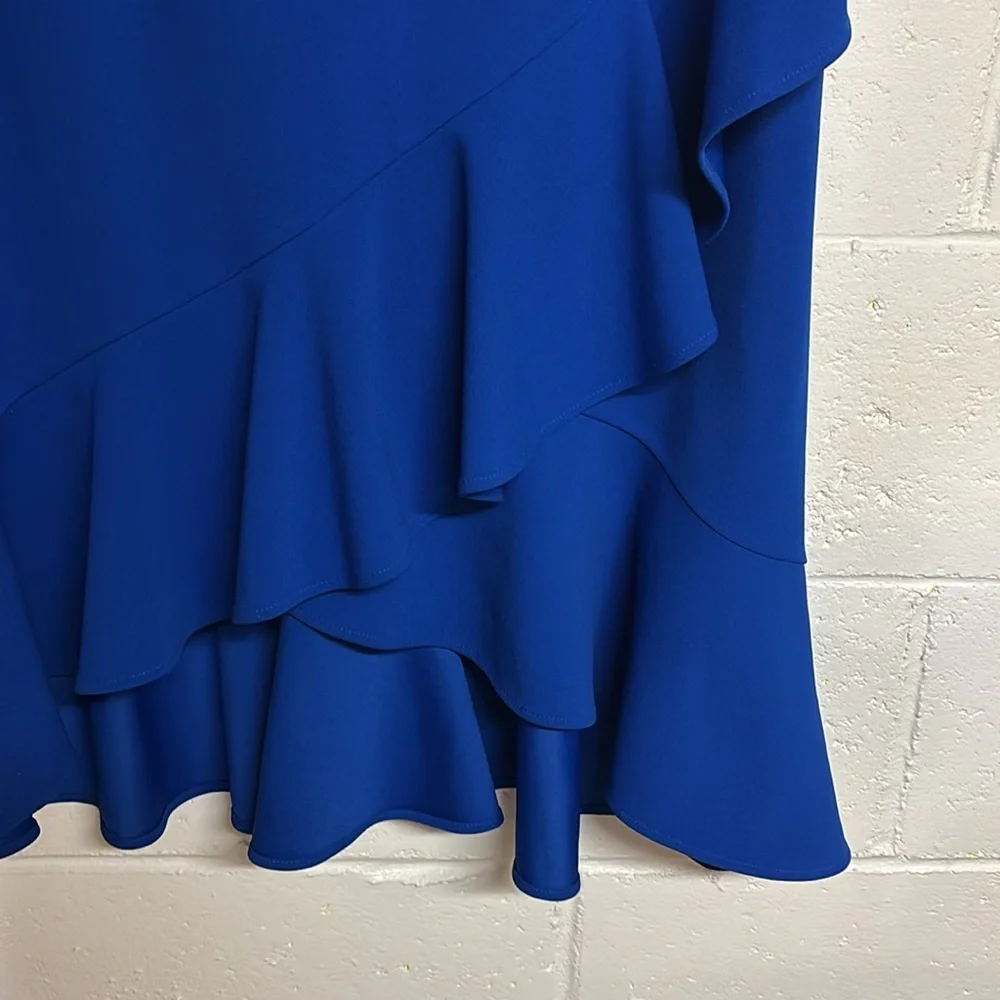 Calvin Klein Blue Asymmetrical Ruffled Sheath Dress - Picture 5 of 5